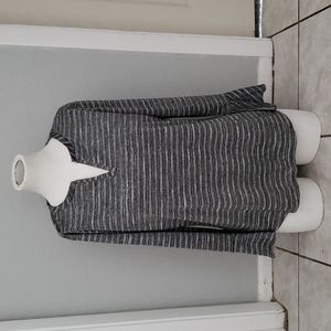 NEW Liz Claiborne Mystic Nomad Top Grey Multi Sparkle Blouse Long Bell Sleeves M